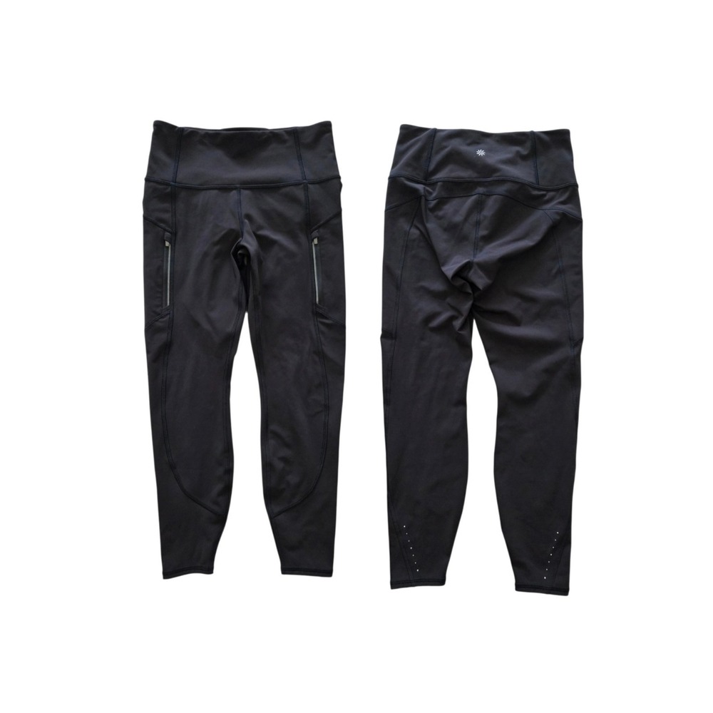 Athleta Rainier High Rise Leggings S Black Crop Cold-weather Compression Active